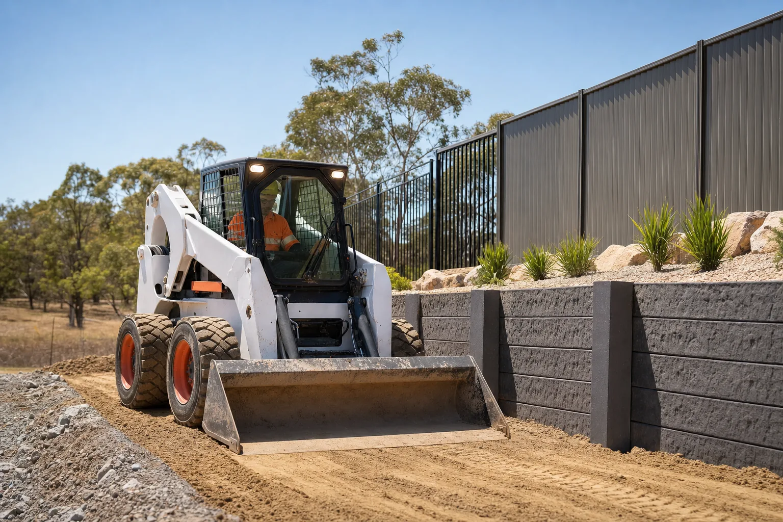 Skid-steer loader preparing an Adelaide construction site