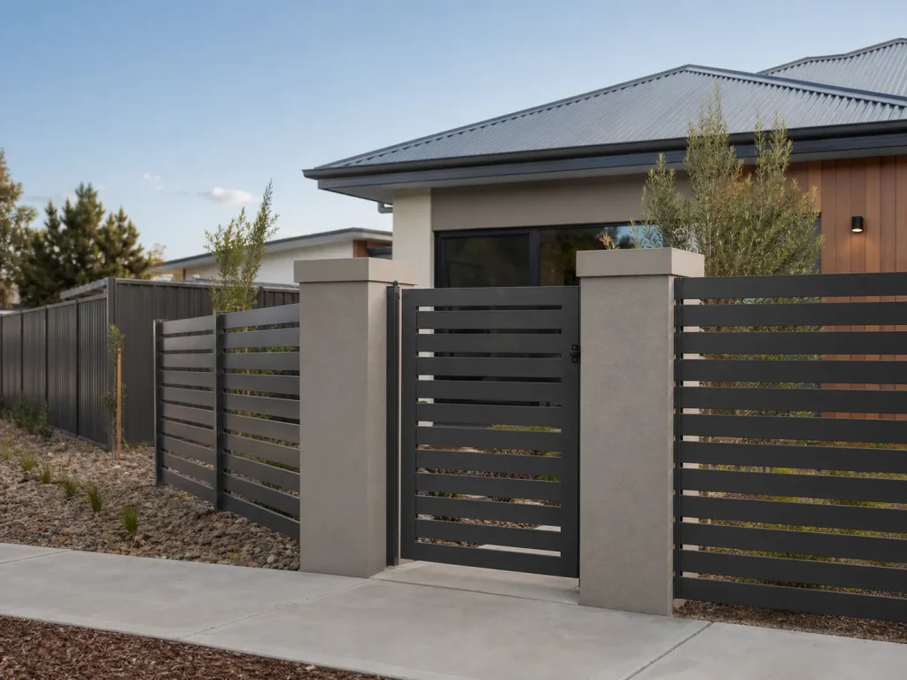 Contemporary fencing and pedestrian gate