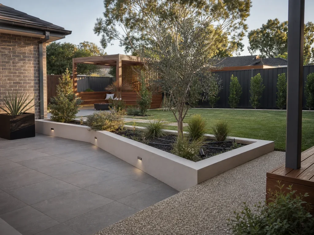 Coordinated landscape construction and paving